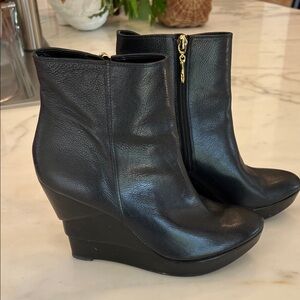 Diane Von Furstenberg Black Wedge Boots